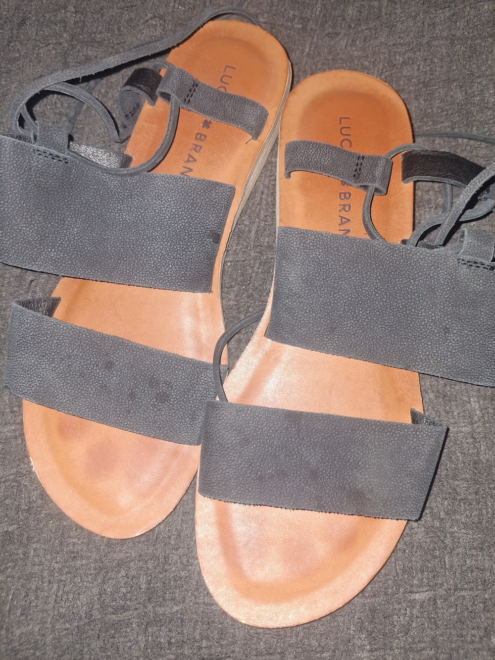 LUCKY BRAND Women's Black Strappy Leather Sandals
